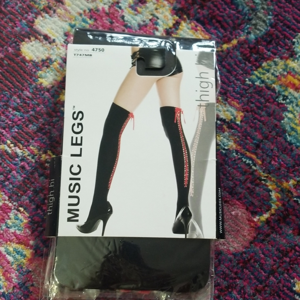 Thigh thighs unopened red black corset